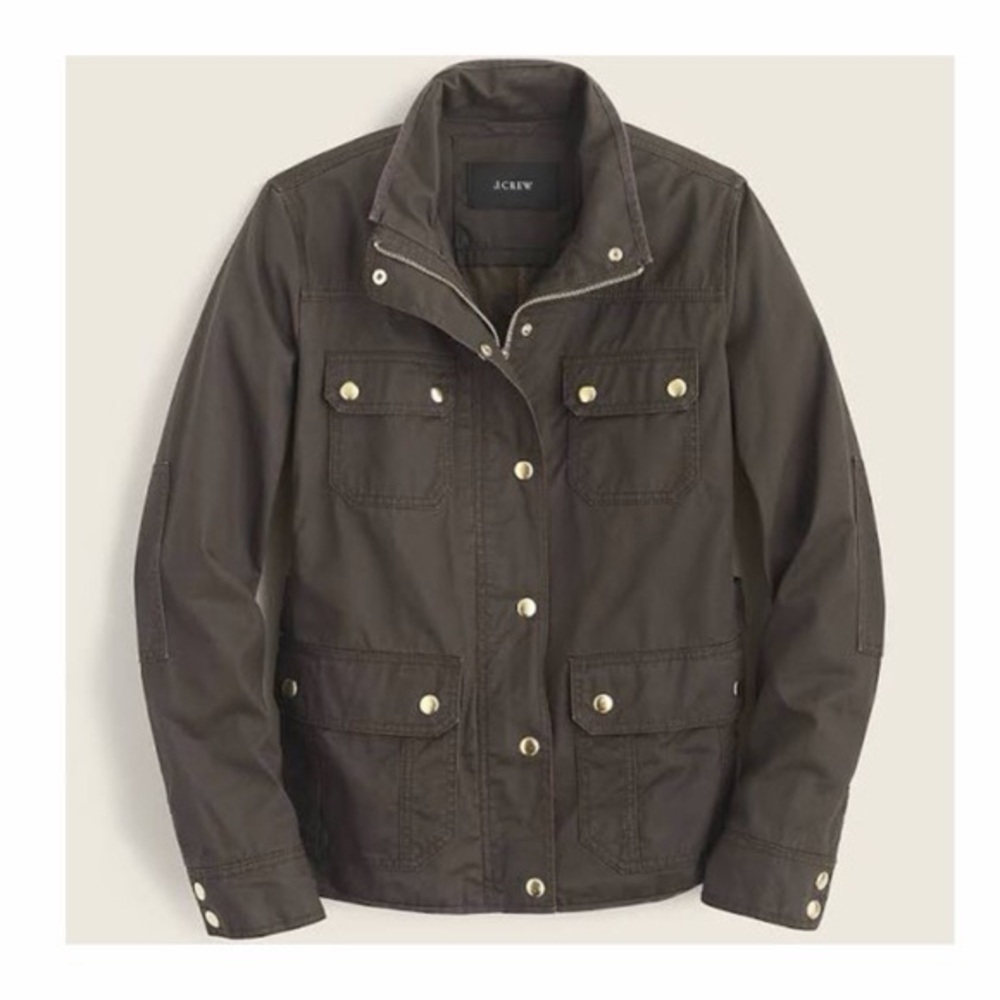 Jcrew S Downtown Field Jacket Olive/ Brown View 3